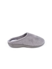 Totes Grey Isotoner Popcorn Terry Mules Slippers - Image 2 of 5