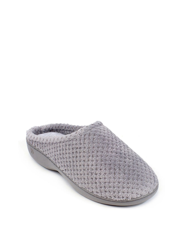 Totes Grey Isotoner Popcorn Terry Mules Slippers - Image 3 of 5