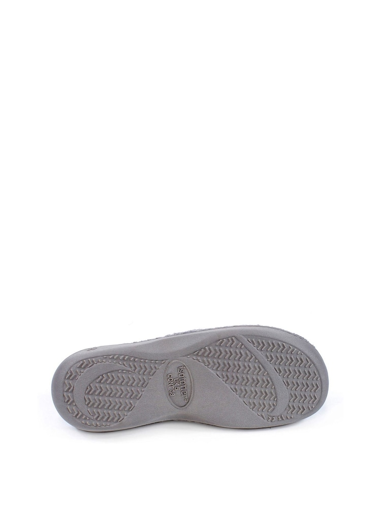 Totes Grey Isotoner Popcorn Terry Mules Slippers - Image 5 of 5