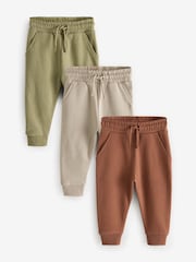 Rust Brown/Khaki/Sage Soft Touch Joggers 3 Pack (3mths-7yrs) - Image 1 of 7