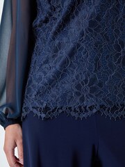 Roman Blue Lace Chiffon Sleeve Top - Image 5 of 5