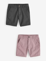 Charcoal Grey/Pink Chino Shorts 2 Pack (3-16yrs) - Image 1 of 5