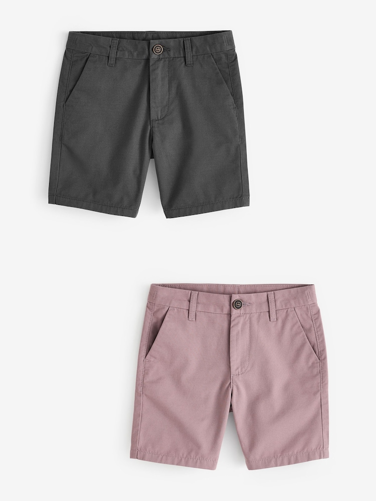 Charcoal Grey/Pink Chino Shorts 2 Pack (3-16yrs) - Image 1 of 5