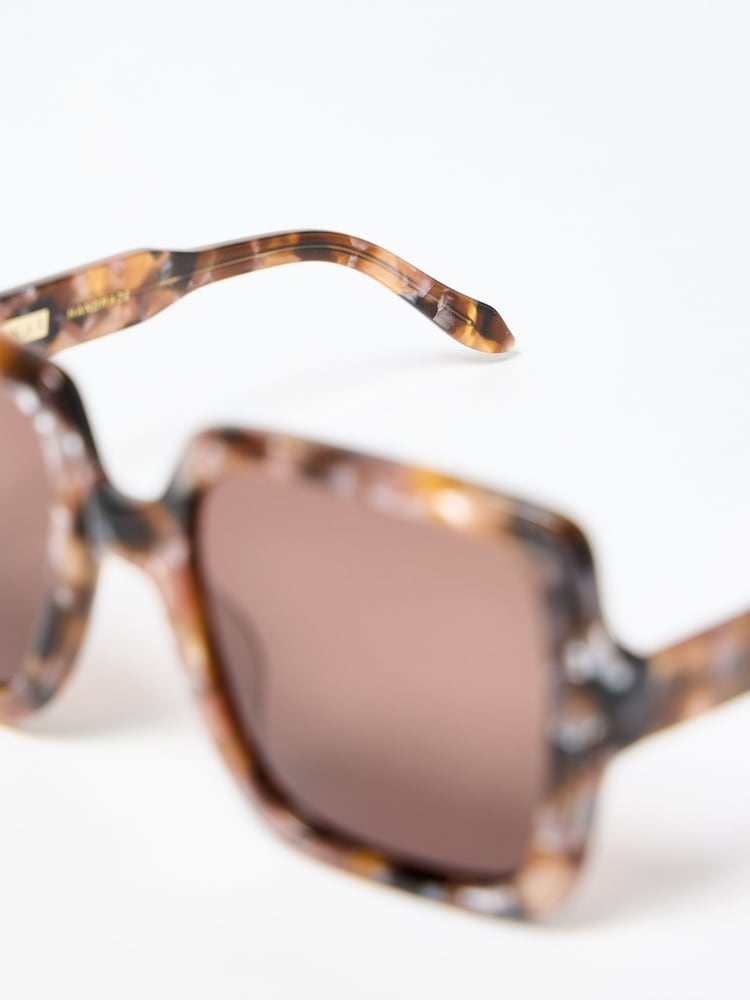 Oliver Bonas Pink Faux Fur Tortoiseshell Square Acetate Sunglasses - Image 6 of 6 Oliver Bonas Pink Faux Fur Tortoiseshell Square Acetate Sunglasses - Image 6 of 6