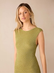 Ro&Zo Green Sheer Sparkle Knit Column Dress - Image 3 of 7