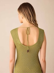 Ro&Zo Green Sheer Sparkle Knit Column Dress - Image 5 of 7