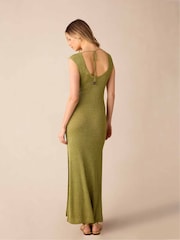 Ro&Zo Green Sheer Sparkle Knit Column Dress - Image 6 of 7