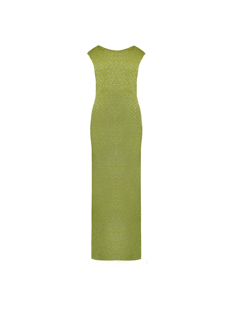 Ro&Zo Green Sheer Sparkle Knit Column Dress - Image 7 of 7