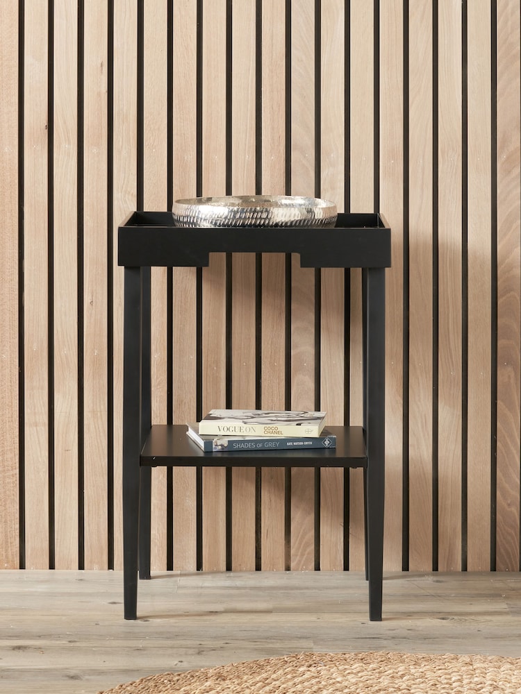 Pacific Black Marnie Wood Side Table with Shelf - Image 1 of 6