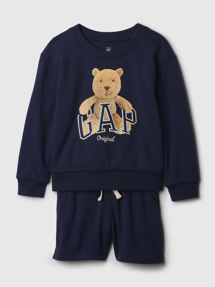 Gap Blue Brannan Bear Arch Logo Sweatshirt and Shorts Set (6mths-5yrs) - Image 1 of 3