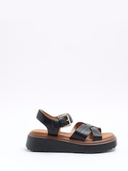 River Island Black Two Part Flatform Sandals - Image 1 of 4