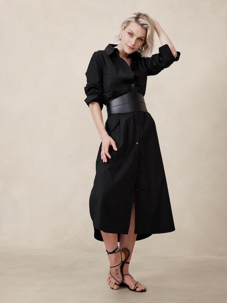 Banana Republic Black Poplin Maxi Shirt Dress - Image 1 of 1 Banana Republic Black Poplin Maxi Shirt Dress - Image 1 of 1