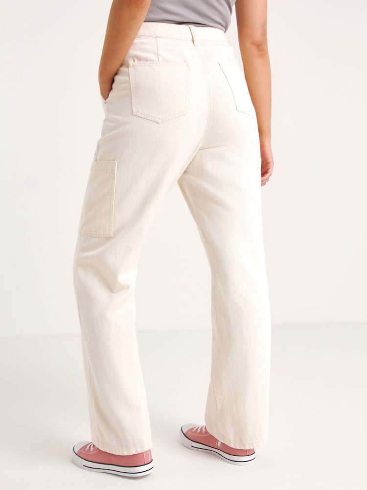 Simply Be Cream Cargo Jeans - Image 3 of 3
