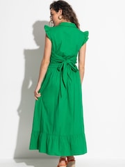 Pour Moi Green Susan 100% Cotton Poplin Tiered Hem Midaxi Skirt - Image 2 of 4
