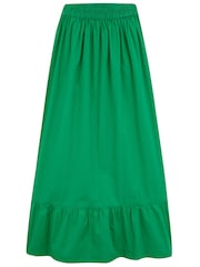 Pour Moi Green Susan 100% Cotton Poplin Tiered Hem Midaxi Skirt - Image 3 of 4