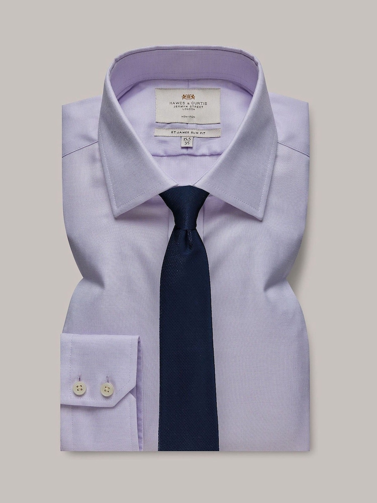 Hawes & Curtis Slim Purple 100% Cotton Non-Iron Dobby Shirt - Image 2 of 3