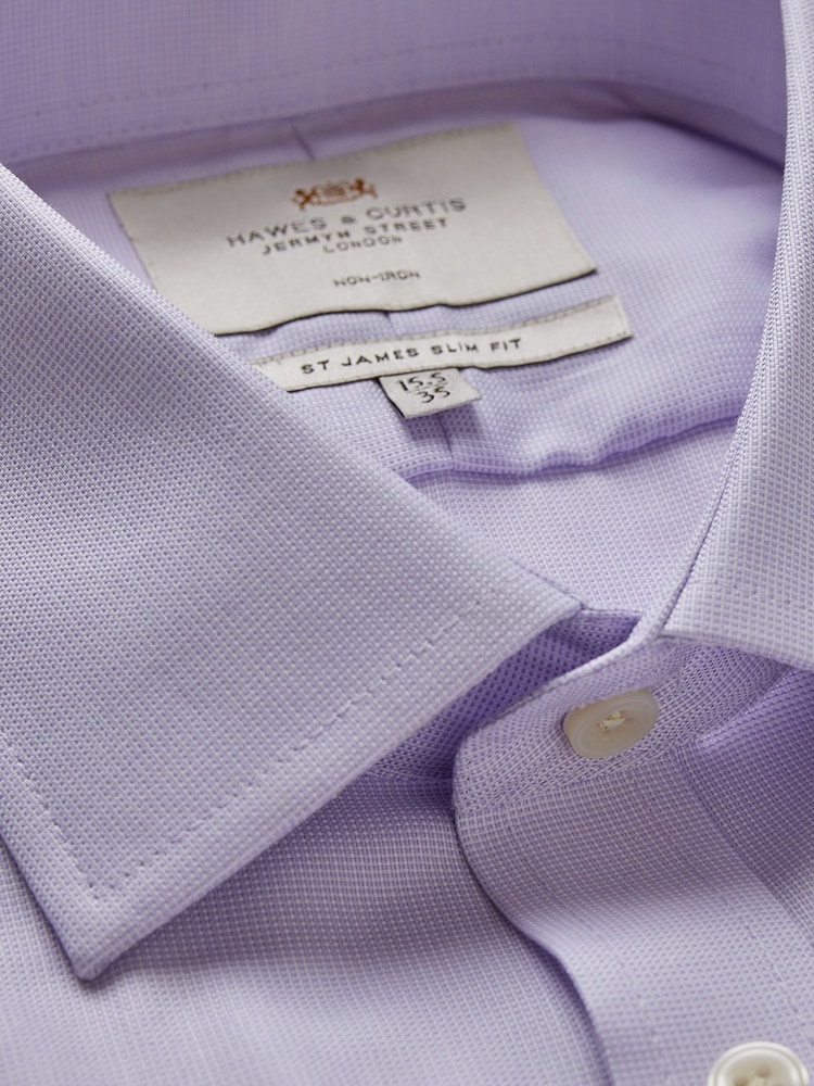 Hawes & Curtis Slim Purple 100% Cotton Non-Iron Dobby Shirt - Image 3 of 3
