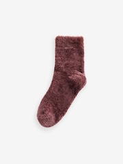 Berry Red/Navy Blue Velvet Cosy Socks 2 Pack - Image 4 of 5