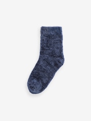 Berry Red/Navy Blue Velvet Cosy Socks 2 Pack - Image 5 of 5