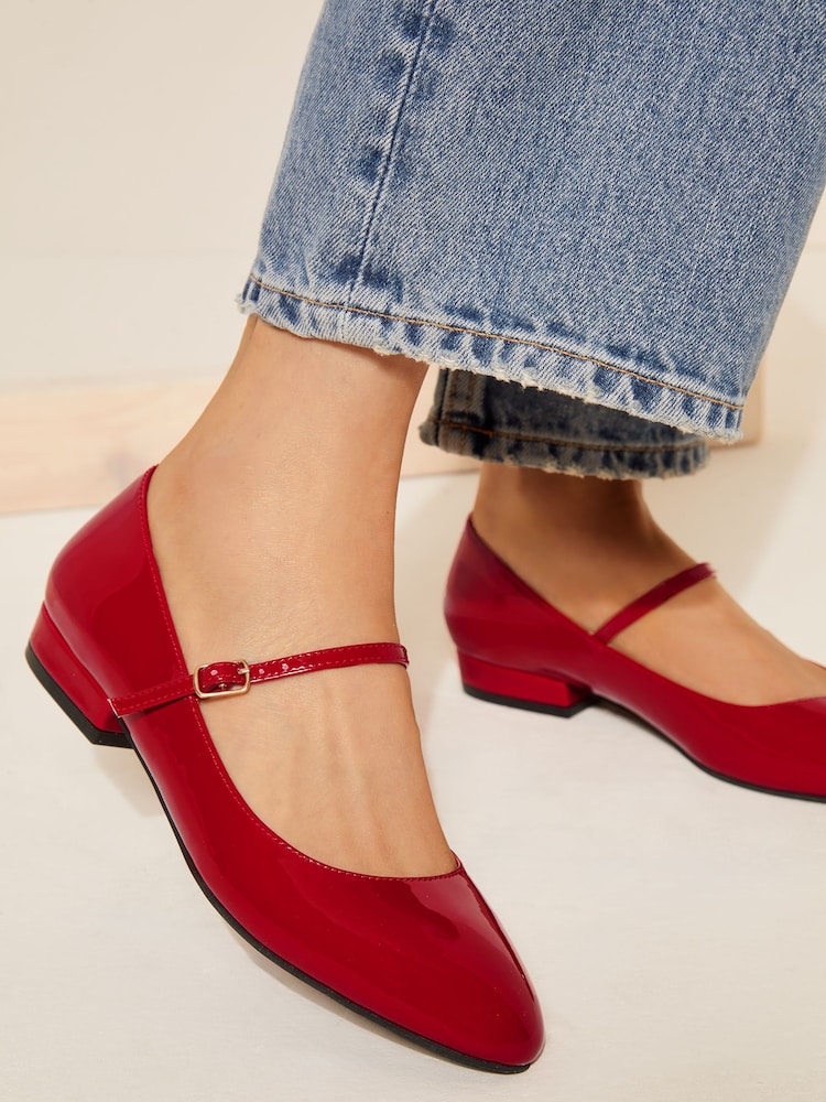 rdeča - Friends Like These Faux Leather Patent Round Toe Mary Jane Ballet lahki športni copati - Slika 4 iz 4