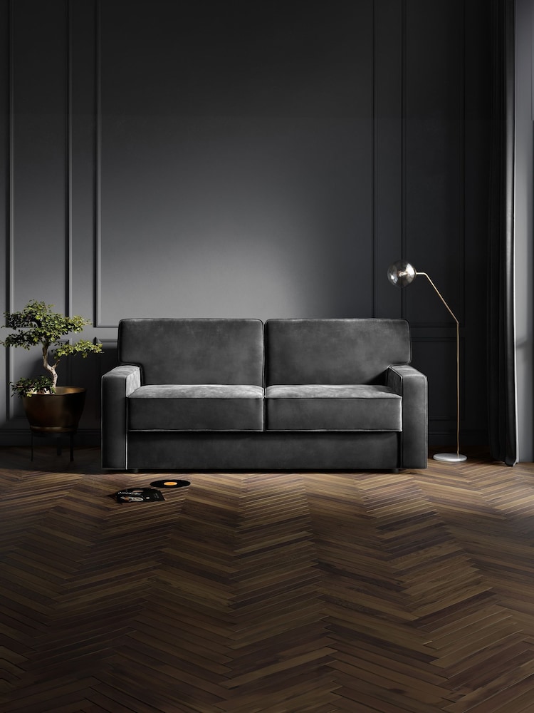 Jay-Be Luxe Velvet Steel Grey Linea 3 Seater Sofa Bed - Image 1 of 6