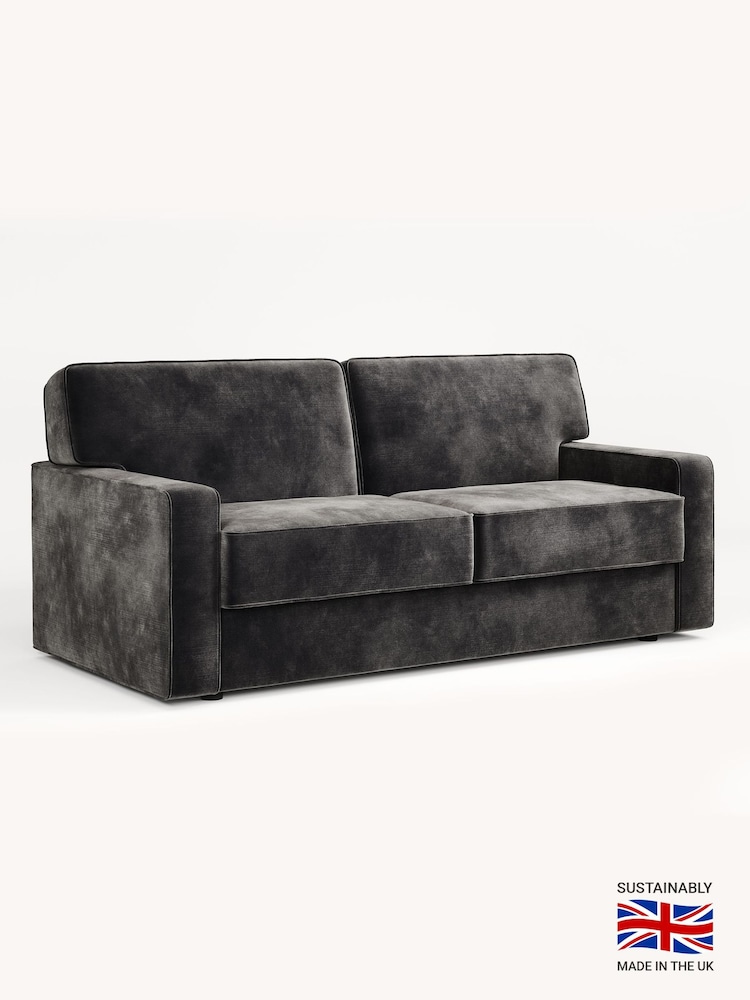 Jay-Be Luxe Velvet Steel Grey Linea 3 Seater Sofa Bed - Image 2 of 6