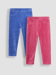 JoJo Maman Bébé Pink & Blue 2-Pack Jersey Cord Jeggings - Image 1 of 5