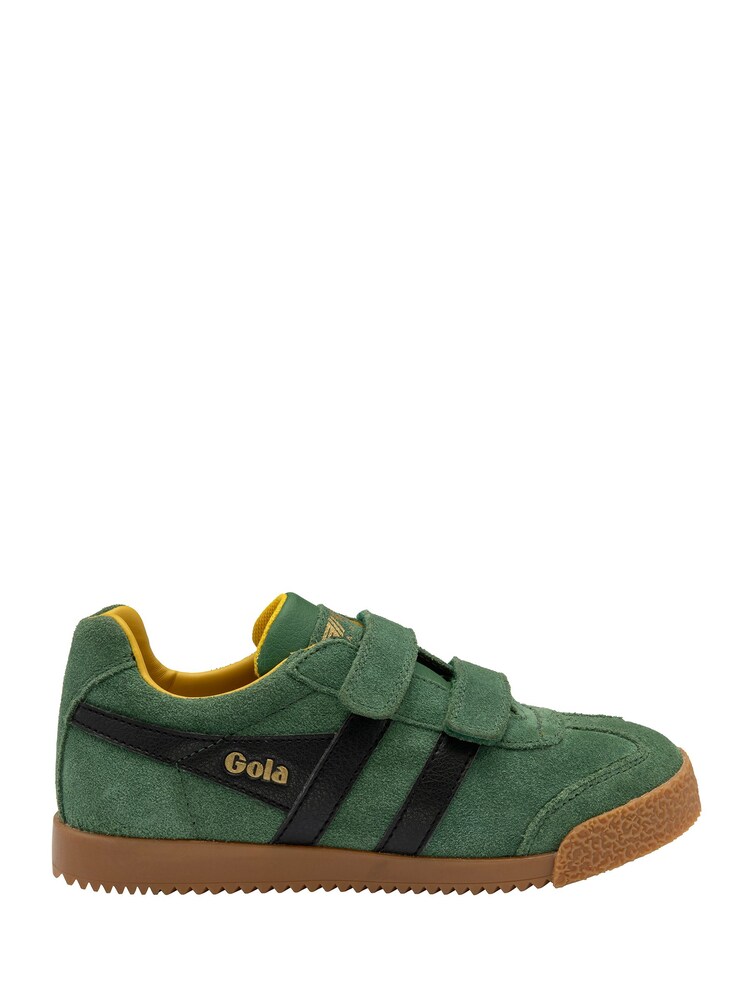 Gola Bottle Green Kids Harrier Strap Suede Strap Trainers - Image 1 of 4 Gola Bottle Green Kids Harrier Strap Suede Strap Trainers - Image 1 of 4