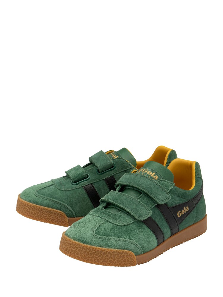 Gola Bottle Green Kids Harrier Strap Suede Strap Trainers - Image 2 of 4 Gola Bottle Green Kids Harrier Strap Suede Strap Trainers - Image 2 of 4