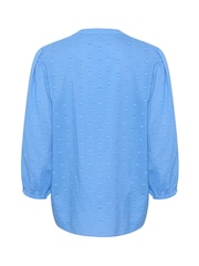 Kaffe Kajollia Notch Neck 3/4 Sleeve 100% Cotton Blouse - Image 6 of 6