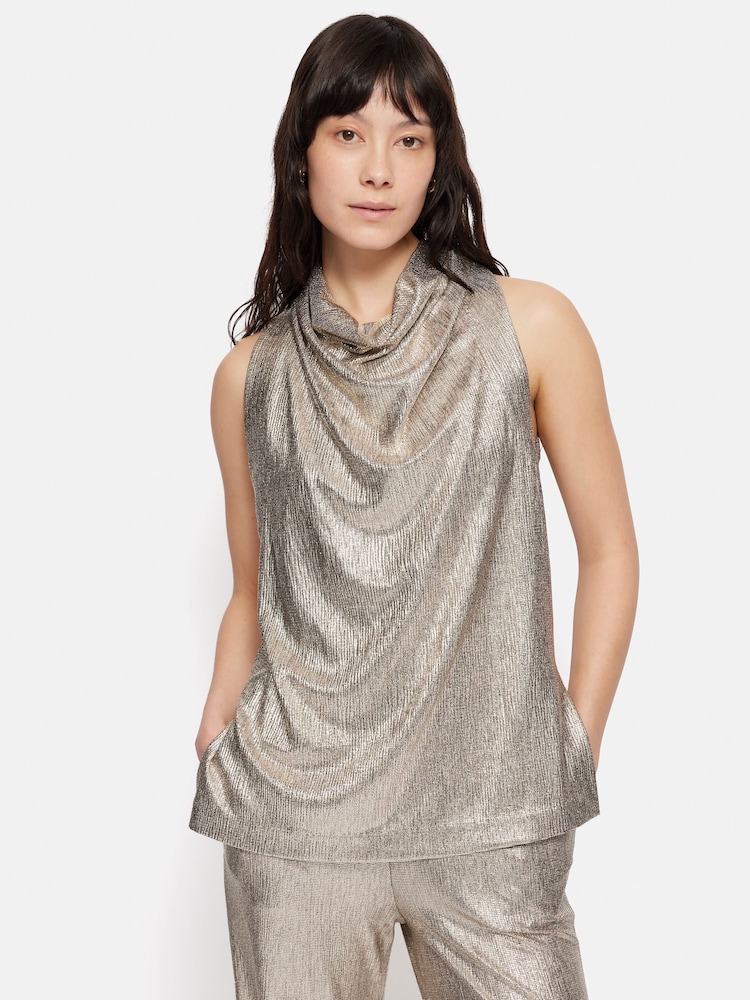Jigsaw Gold Metallic Cowl Neck Top - Image 1 of 7