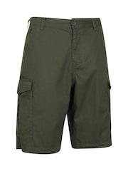 Verde - Pantalones cortos cargo para hombre 100% algodón Lakeside de Mountain Warehouse - Imagen 2 de 5
