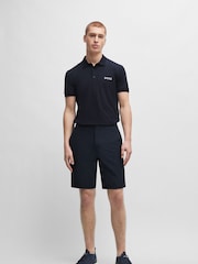 BOSS Dark Blue Chrome Slim Fit Shorts in Water Repellent Easy Iron Fabric - Image 1 of 5