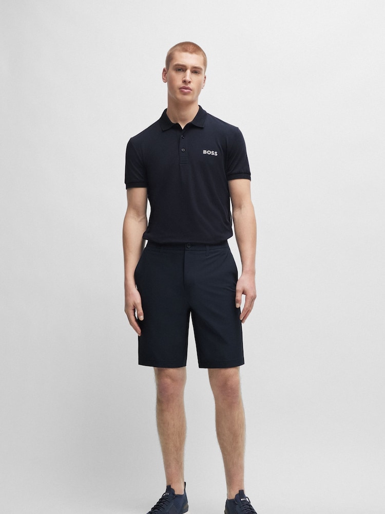 BOSS Dark Blue Chrome Slim Fit Shorts in Water Repellent Easy Iron Fabric - Image 1 of 5