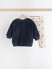 Navy Santa Bear Baby Fleece Top and Joggers Set - Image 2 of 10