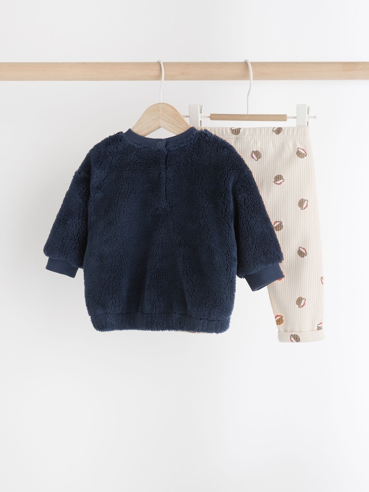 Navy Santa Bear Baby Fleece Top and Joggers Set - Image 2 of 10