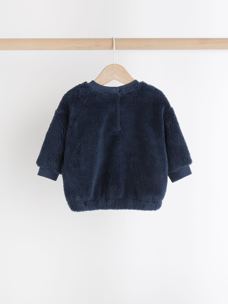 Navy Santa Bear Baby Fleece Top and Joggers Set - Image 4 of 10