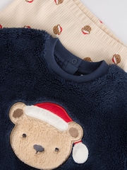Navy Santa Bear Baby Fleece Top and Joggers Set - Image 9 of 10