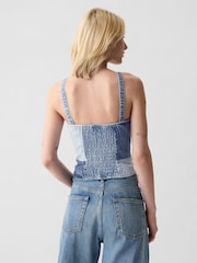 Gap Blue Patchwork Denim Corset Top - Image 2 of 5