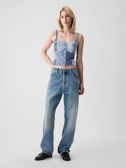 Gap Blue Patchwork Denim Corset Top - Image 3 of 5