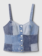 Gap Blue Patchwork Denim Corset Top - Image 5 of 5