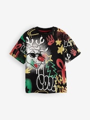 Black Rudolph Graffiti Short Sleeve Christmas 100% Cotton T-Shirt (3-16yrs) - Image 1 of 4