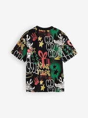 Black Rudolph Graffiti Short Sleeve Christmas 100% Cotton T-Shirt (3-16yrs) - Image 2 of 4
