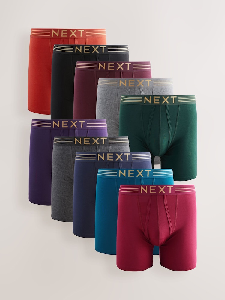 Rich Blue/Green 10 pack Sports Longer Length A-Front Boxers - Image 1 of 1