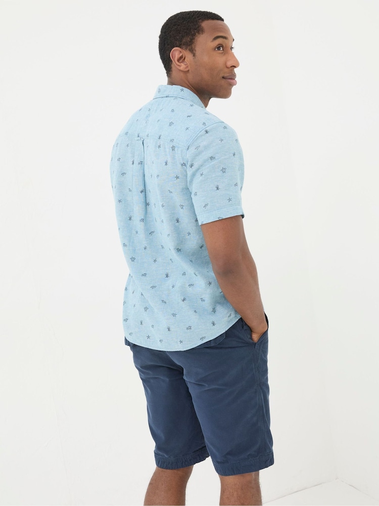 FatFace Blue Short Sleeve Turtle Print Shirt - Image 2 of 4
