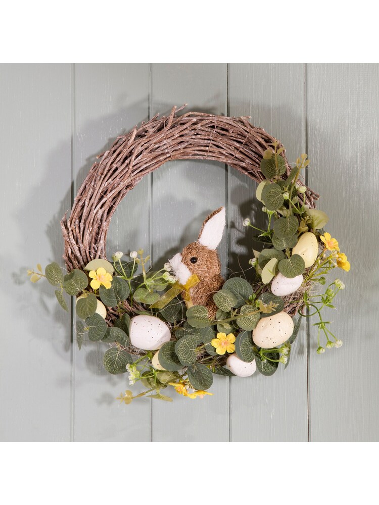 Premier Decorations Ltd 32cm Rattan Easter Rabbit Wreath - Image 1 of 2