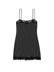 Victoria's Secret Black Pin Dot Modal Straight Neck Slip Dress - Image 3 of 3