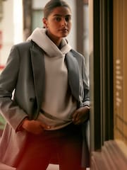 Neutral Oversized Relaxed Fit Heavyweight Brushed Longline Hoodie Sweatshirt - Image 2 of 6
