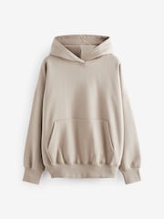 Neutral Oversized Relaxed Fit Heavyweight Brushed Longline Hoodie Sweatshirt - Image 5 of 6