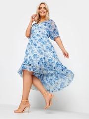 Yours Curve Blue Limited Floaty High Low Dress - Image 2 of 5